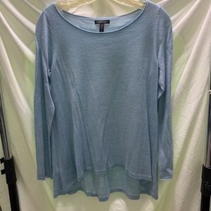 Eileen Fisher Merino Wool Light Blue Knit Top